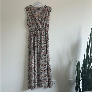 SHEIN Paisley Print Maxi Dress in Red and Blue